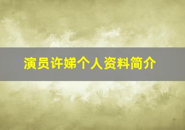 演员许娣个人资料简介