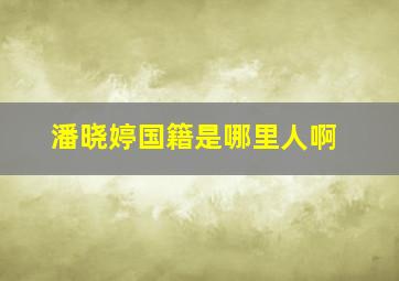 潘晓婷国籍是哪里人啊