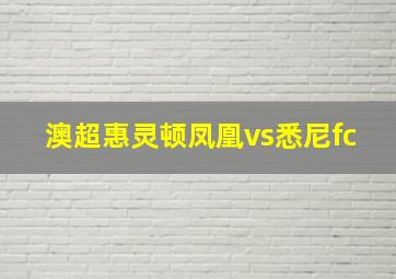 澳超惠灵顿凤凰vs悉尼fc