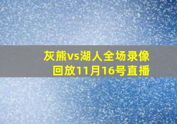 灰熊vs湖人全场录像回放11月16号直播