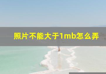 照片不能大于1mb怎么弄