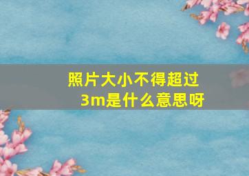 照片大小不得超过3m是什么意思呀