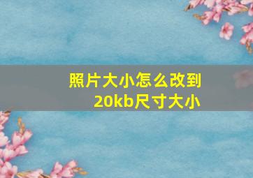 照片大小怎么改到20kb尺寸大小