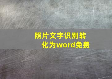 照片文字识别转化为word免费