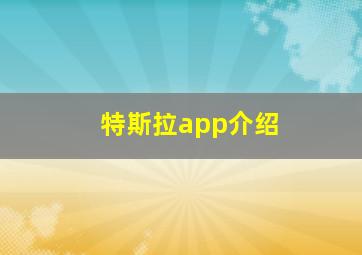 特斯拉app介绍