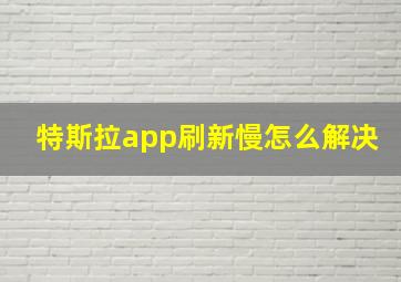 特斯拉app刷新慢怎么解决