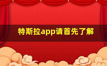 特斯拉app请首先了解