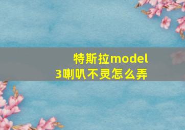 特斯拉model3喇叭不灵怎么弄