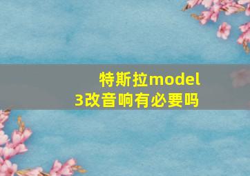 特斯拉model3改音响有必要吗