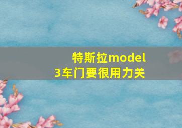 特斯拉model3车门要很用力关