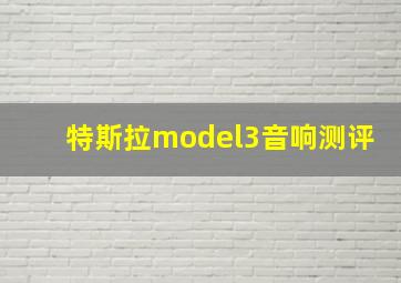 特斯拉model3音响测评