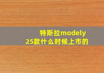 特斯拉modely25款什么时候上市的