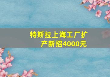 特斯拉上海工厂扩产新招4000元