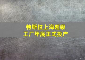 特斯拉上海超级工厂年底正式投产