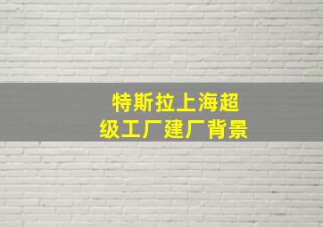 特斯拉上海超级工厂建厂背景