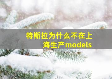 特斯拉为什么不在上海生产models