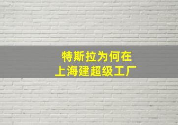 特斯拉为何在上海建超级工厂