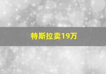 特斯拉卖19万