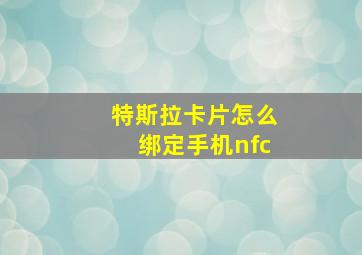 特斯拉卡片怎么绑定手机nfc