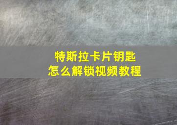 特斯拉卡片钥匙怎么解锁视频教程