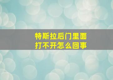 特斯拉后门里面打不开怎么回事