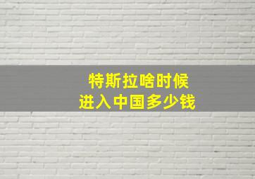 特斯拉啥时候进入中国多少钱