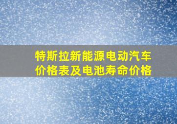 特斯拉新能源电动汽车价格表及电池寿命价格