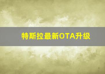 特斯拉最新OTA升级