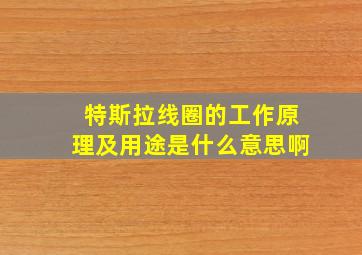 特斯拉线圈的工作原理及用途是什么意思啊