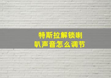 特斯拉解锁喇叭声音怎么调节