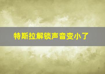 特斯拉解锁声音变小了