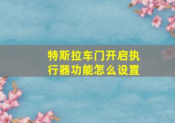 特斯拉车门开启执行器功能怎么设置