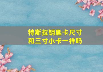 特斯拉钥匙卡尺寸和三寸小卡一样吗