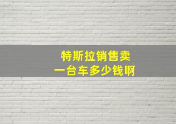 特斯拉销售卖一台车多少钱啊