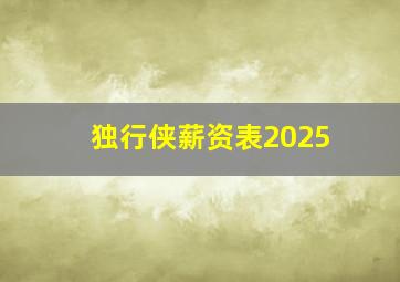 独行侠薪资表2025