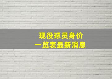 现役球员身价一览表最新消息