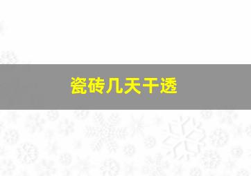 瓷砖几天干透