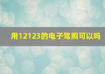 用12123的电子驾照可以吗