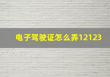 电子驾驶证怎么弄12123