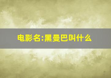 电影名:黑曼巴叫什么