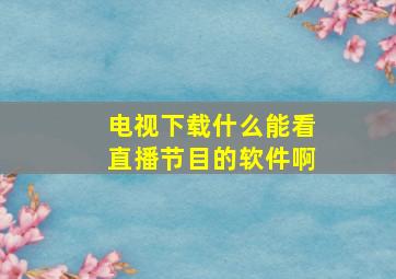 电视下载什么能看直播节目的软件啊