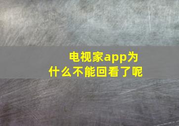 电视家app为什么不能回看了呢