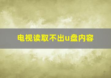 电视读取不出u盘内容