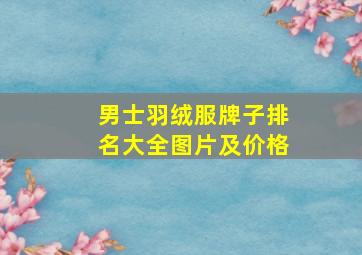 男士羽绒服牌子排名大全图片及价格