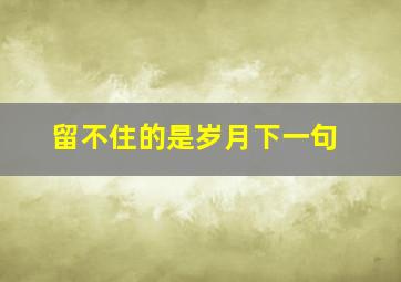 留不住的是岁月下一句