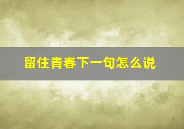 留住青春下一句怎么说