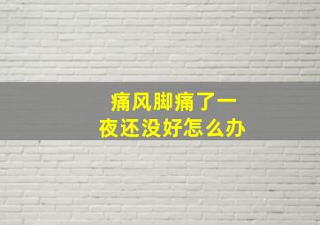 痛风脚痛了一夜还没好怎么办