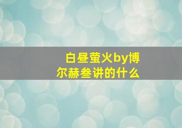 白昼萤火by博尔赫叁讲的什么