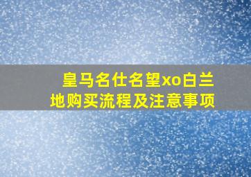 皇马名仕名望xo白兰地购买流程及注意事项