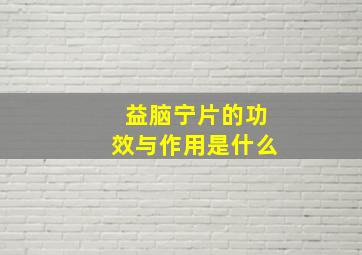 益脑宁片的功效与作用是什么